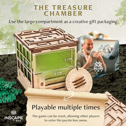 INSCAPE Maya´s Myths - Puzzle Box - Escape Room in A Box - Cluebox - Gift Puzzle Boxes for Adults with Hidden Compartments - Escape Room Puzzles Escape Room Game - Brain Teasers Puzzles for Adults | Wooden Brain Teaser With Hidden Compartments - Step By S