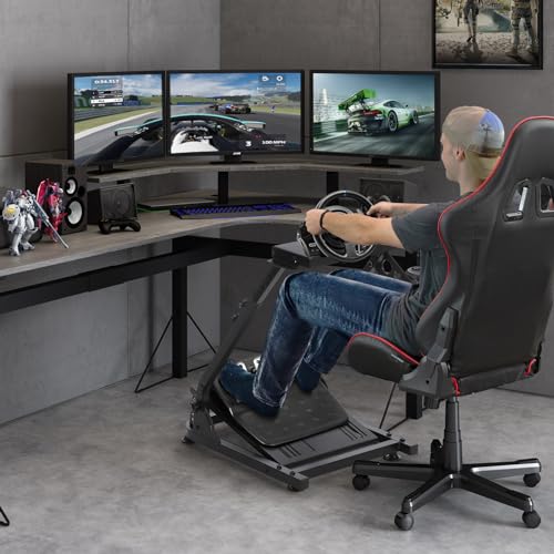 Garvee Racing Wheel Stand, Steering Wheel Stand Compatible with Logitech G920 G29 G27 G25 Gaming Cockpit Height Adjustable Foldable Gaming Racing Simulator Steering Wheel Stand NOT Included, Black