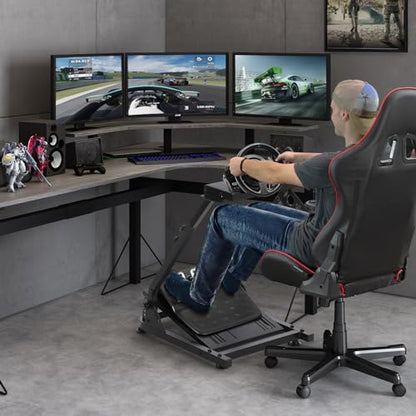 Garvee Racing Wheel Stand, Steering Wheel Stand Compatible with Logitech G920 G29 G27 G25 Gaming Cockpit Height Adjustable Foldable Gaming Racing Simulator Steering Wheel Stand NOT Included, Black
