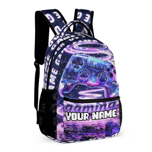 Custom Gaming Print Backpack, 17 in Laptop Bookbag for Teens | All-over print design | 900D PU nylon | Tear & abrasion resistant | Premium feel | Vibrant | Built for heavy daily use - color: Color 2 Custom