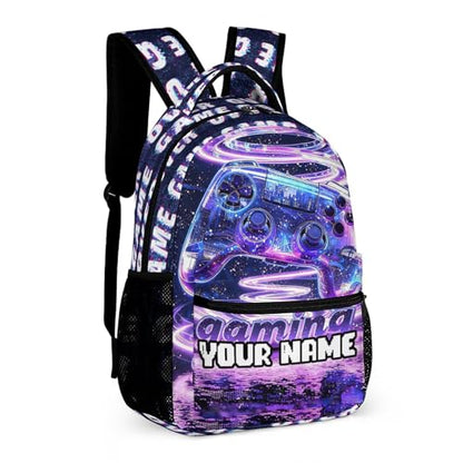 Custom Gaming Print Backpack, 17 in Laptop Bookbag for Teens | All-over print design | 900D PU nylon | Tear & abrasion resistant | Premium feel | Vibrant | Built for heavy daily use - color: Color 2 Custom