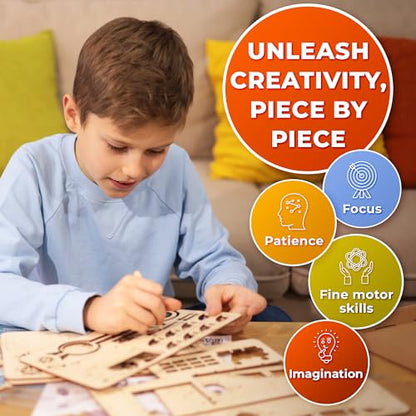 CG Games 3D Wooden Puzzles, CARSTERY E13 Car Model Kit. Self Building Vehicle DIY Kits, Wood Puzzle Models for Kids to Build, Brain Teaser Educational Puzzle Gifts for 8 Years Old and Up