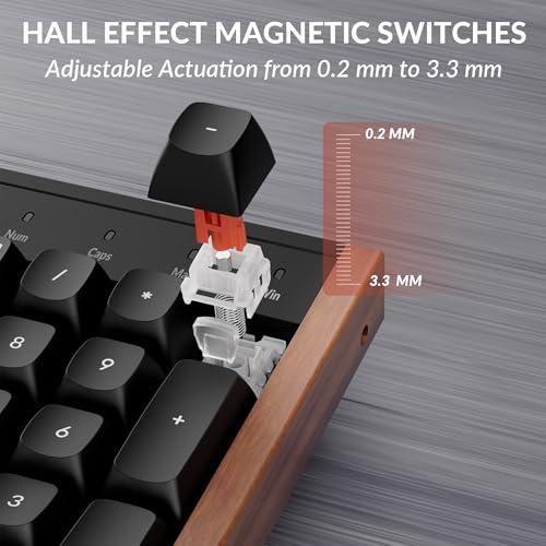 Keychron K10 HE Hall Effect Keyboard, Ultra-Fast Lime Silent Red Magnetic Switch, Full-Size Tri-Mode Wireless Keyboard with Rapid Trigger, Adjustable Actuation, RGB, Aluminum + Wood Frame - Black - color: Silent Red Switch - Black