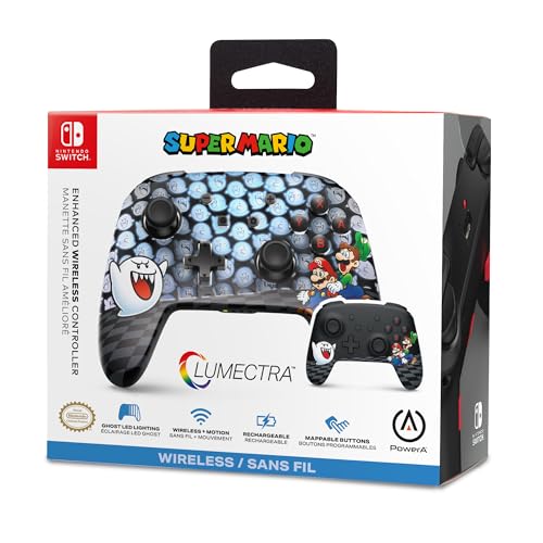 PowerA Enhanced Wireless Controller for Nintendo Switch with Lumectra – Mario Peek-A-Boo, rechargeable battery, motion controls, officially licensed - style: Mario Peek-A-Boo