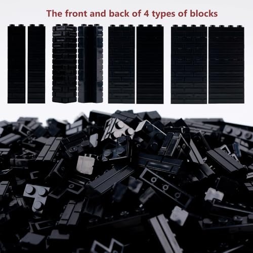 Masonry Bricks House Wall Accessories: 340PCS Classic Masonry Profile Block Parts and Pieces Creative Construction Bulk, MOC Castle Pieces (Black) - color: Black