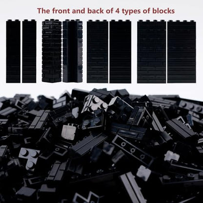 Masonry Bricks House Wall Accessories: 340PCS Classic Masonry Profile Block Parts and Pieces Creative Construction Bulk, MOC Castle Pieces (Black) - color: Black