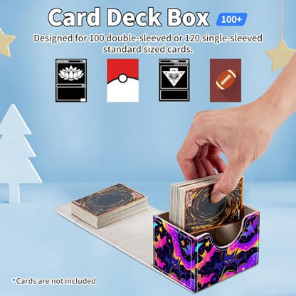 for MTG Commander Deck Box,Card Deck Box for Trading Yugioh MTG,Fits 100 Double Sleeved Cards,PU Leather Strong Magnet Case for Magic Commander TCG CCG,Glitter Bat - color: Glitter Bat