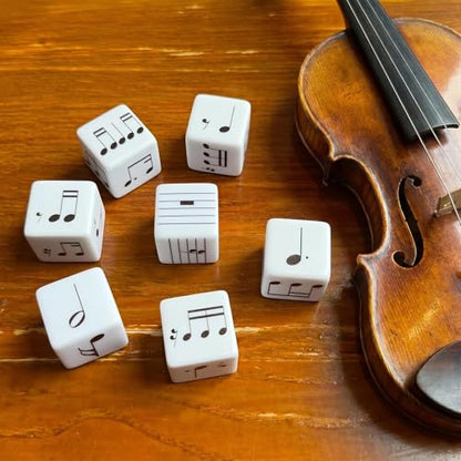 7Pcs Fun Music Beat Study Note Dice, Large 25mm Music Theory Dice, Includes 42 Basic and Advanced Beat Study Patterns for Theory Learning - color: Music Dice-7 Pcs