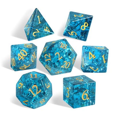 Fluorescent Blue 7Pcs Polyhedral Dice Set, K9 Crystal Cat's Eye Multi-Faceted DND Dice for Dungeons and Dragons RPG Tabletop Game (neon Blue) - color: Neon Blue