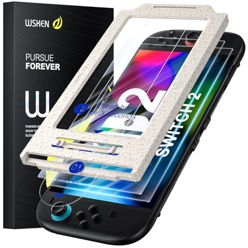 WSKEN for Nintendo Switch 2 Screen Protector - Shatterproof Tempered Glass with Auto-Dust Removal, Zero Bubbles Auto-Alignment, Anti-Scratch Glass Film for Switch 2 (2025) Accessories, 2 PCS