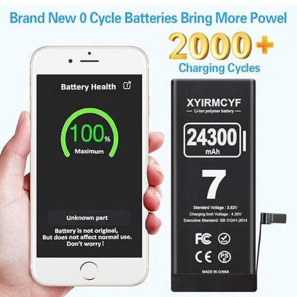 XYIRMCYF 24300mAh Super Capacity Battery Compatible with iPhone 7/7G, 0 Cycle Li-Polymer Replacement Battery for iPhone 7/7G, with Professional Repair Tool Kit - color: 7-24300