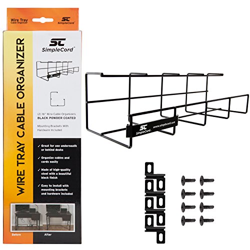 Simple Cord Wire Tray Desk Cable Organizer - 32" Open Slot Raceway to Hold Cables, Cords, or Wires on Desks - Office Cable Management (Pack of 2) (5582703058) Black