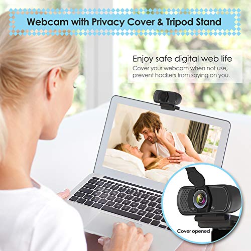 ToLuLu 1080P Webcam with Microphone, HD Webcam Web Camera with Tripod Stand | Widescreen USB Computer Camera, Streaming Mic Web cam for Online Calling/Conferencing,Facetime/YouTube Desktop Laptop PC - style: 1080P Webcam with Cover & Tripod