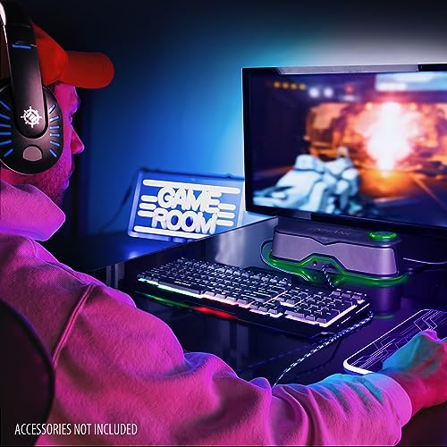 ENHANCE SB1 High Excursion Computer Soundbar - USB Powered Computer Speaker, Under Monitor Speaker with 10W Peak, LED Volume Control Knob, Headset Pass Through, Gaming Soundbar for PC - color: Green