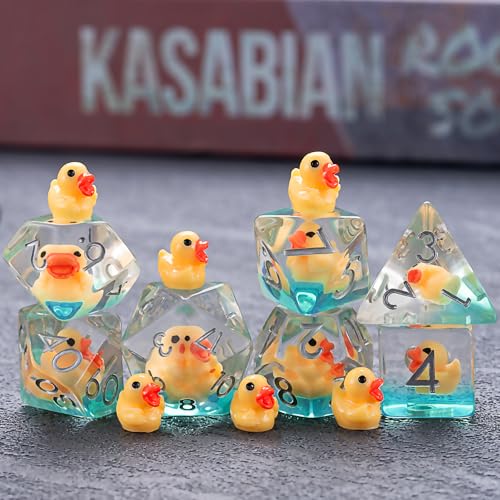 Duck D&D Resin Dice Set, Polyhedral DND Dice Animal Inclusion Dice D and D for Dungeons and Dragons MTG RPG Board Games for 15 Years and Up - color: Duck