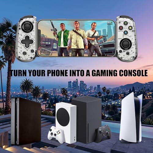 Megadream USB-C Wired & Wireless Mobile Game Controller for iPhone, Android USB-C Phones, PC, Switch - Supports Xbox/PS/Steam Remote Play & Cloud Gaming - Hall Effect Joysticks, Turbo, Vibration, White - color: White