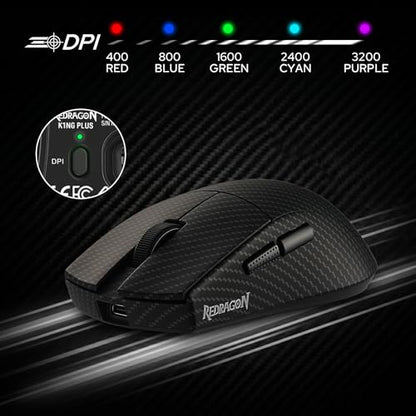 Redragon M916 Plus Carbon Fiber Tri-Mode Gaming Mouse, 49G Ultra-Light 45K DPI Mouse w/Ergonomic Natural Grip Build, Full Programmable Buttons, Software Supports DIY Keybinds & DPI - color: Carbon Fiber, style: 1K Hz
