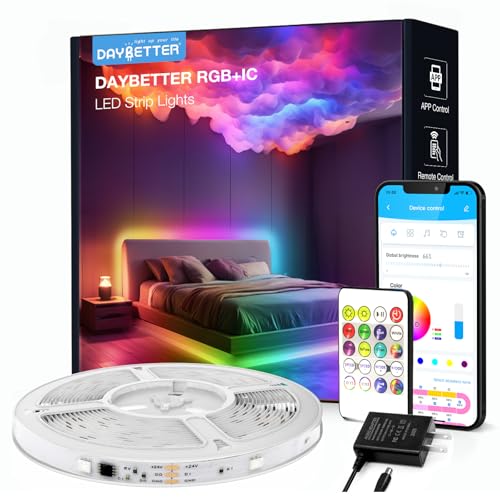 DAYBETTER Smart IC LED Strip Lights, BGRIC LED Lights for Bedroom, DIY Multiple Colors on One Line, App Control Color Changing Strip Lighting Music Sync Home Decor 16.4 ft - color: BGRIC, size: 16.4FT