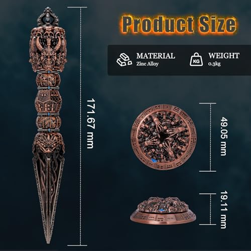 Unique Metal DND Wand dice Set with Bagua Stand, Seven as one, Roulette dice Rotator, Suitable for Role-Playing or Steampunk Themed Games with D20 D12 D10 D8 D6 D4 D00% Metal dice Set (Copper) - color: Copper