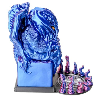 3D BEST-Q Cthulhu DND D&D Dice Tower，3D Printed Compatible with Dungeons and Dragons, 28mm Miniature Wargaming, Tabletop RPGs, Wargame Scenery, Endless Deep Sea Series (Purple&Blue) - color: Purple&blue