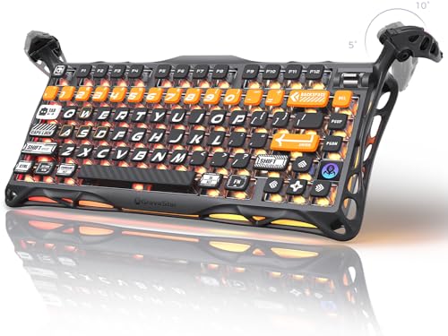 GravaStar Mercury K1 Pro Wireless Mechanical Gaming Keyboard, 75% Layout RGB Custom Keyboard, Aluminum Alloy Matte Black Frame with Phoenix-Inspired Keycaps, Hot-Swappable Linear Switches【CyberFlare】 - color: CyberFlare