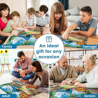 1000 Piece Puzzles for Adults, Spring Landscape Jigsaw Puzzle, Farm Jigsaw Puzzles 1000 Pieces, Challenging Game Home Decor Birthday Party Gift Toy for Adults Kids Seniors, 28×20 in - style: Spring Farm