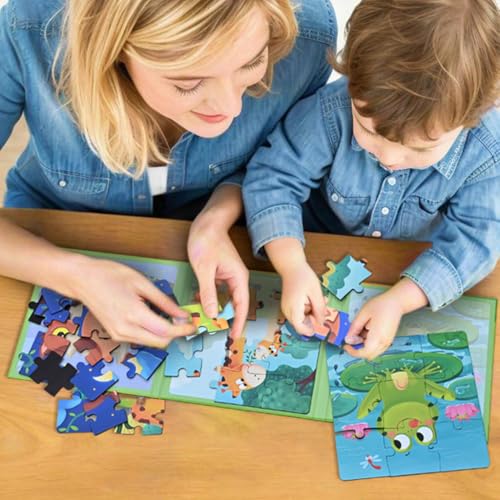 D-KINGCHY Magnetic Puzzles for Kids Ages 3+, 3-in-1 Puzzle Book 9 12 16 Pieces, Travel Jigsaw Puzzles, Road Trips Toys for 3 4 5 6 7 Boys Girls Birthday Gift (Animals) - style: Animals
