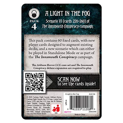 Arkham Horror The Card Game A Light in The Fog Mythos Pack - Unveil The Keeper's Secrets! Cooperative Living Card Game, Ages 14+, 1-4 Players, 1-2 Hour Playtime, Made by Fantasy Flight Games - size: Mythos Pack, style: A Light in the Fog