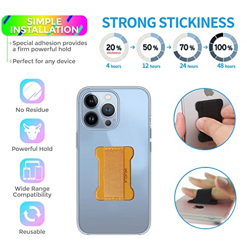 Universal Phone Grip for Smartphones - Phone Holder for Hand for Back of Phone - Wireless Charging Compatible - 2Pack (Black Brown) - color: Black Brown