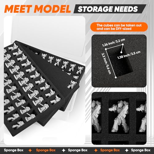 Miniature Storage Carrying Figure Case - 120 Slot Figurine Minature Carrying Case with 3 Foam Layer for Miniatures Compatible with 40k, DND & More (Transparent) - color: Transparent