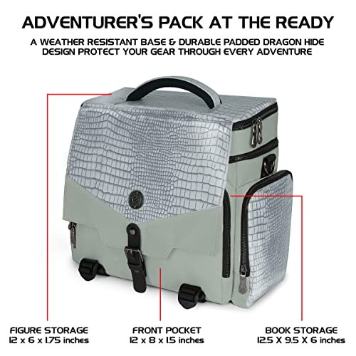 ENHANCE Travel Bag for DND Collector's Edition, Bag Compatible with Dungeons and Dragons, Battle Mat Holder, Dice Pockets and Accessories, Carry 4-8 Books (Silver Dragon) - color: Dragon Silver