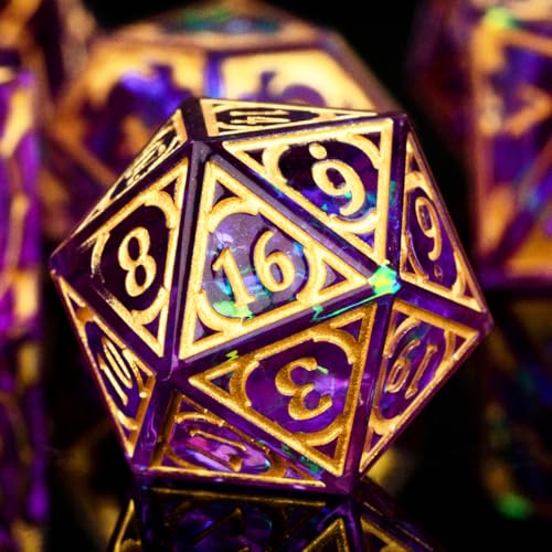 DND Resin dice Color Sharp Edge dice Set Dungeon Polyhedron D and D dice Set Suitable for D&D Role-Playing Tabletop Games D20 D12 D10 D8 D6 D4 (Purple;) - color: Purple;