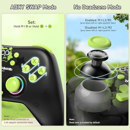 GeekShare Switch Pro Wireless Controller, Compatible with Switch 2/1/Lite/OLED, PC, Android, iOS Device, Tri-Mode Programming with Wake-up, Turbo, Gyro, Vibration, 1000mAh Bluetooth 2.4G Controller - size: Controller and receiver kit