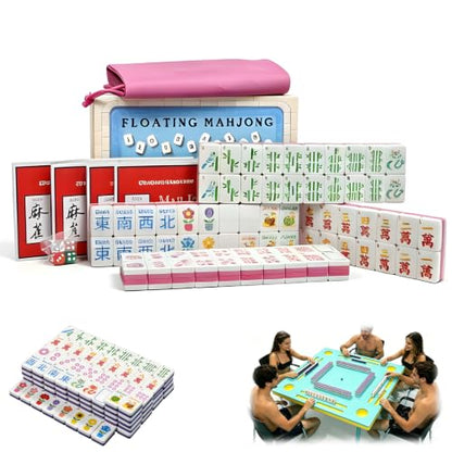 Floating Mahjong Tile Set for Pool - 160 American Waterproof Mahjong, Fade-Resistant American Mahjong Tiles for Outdoor & Beach Game, Lightweight Buoyant Summer Fun, Rose Red - color: Rose Red
