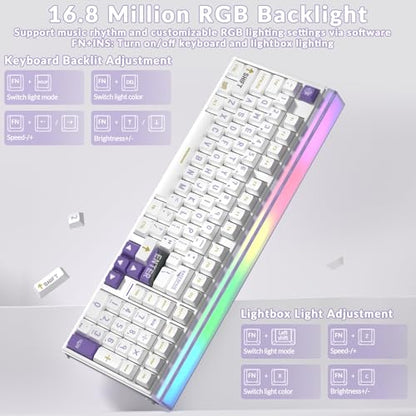 Aula Hero 99 Wired Gaming Keyboard, Hall Effect Switch with Rapid Trigger | 101Keys Hot Swap Magnetic Switch Keyboard with Number Pad, Web Driver RGB Backlit Mechanical Keyboard for Office PC Gamer - color: White Purple
