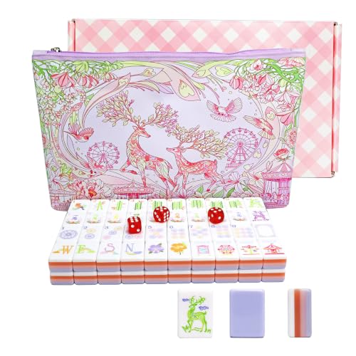 American Mahjong Game Set with Portable Travel Bag, Complete 160 Tiles Including CRAK Suit, 3 Dice, Gift Box – Ideal for Family Game Night, Travel, and Gift Giving