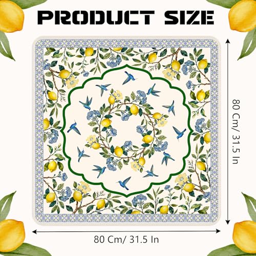 Lemon Bird Mahjong Mat (31.5 X31.5 in), Non-Slip Noise Reduction | Yellow Mahjong Table Mat, Mah Jong Mat with Carrying Bag, Game Table Cover for Mahjongs Poker Card Dominoes, Christmas Gift - color: Lemon