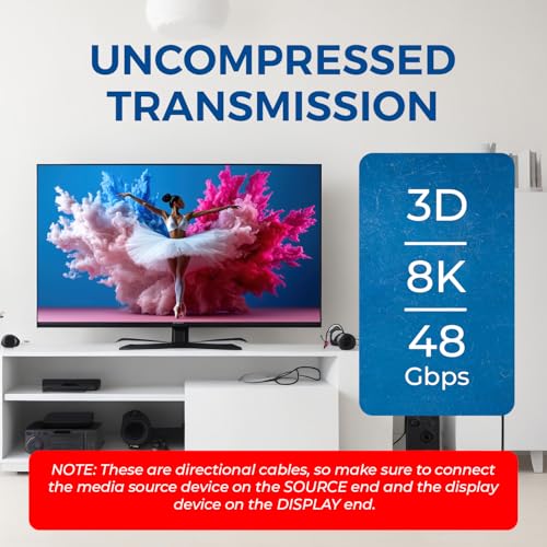 OREI 8K HDMI 2.1 Fiber Optic Cable 100ft - AOC, 48Gbps, 8K@60Hz, eARC, 3D - size: 100FT