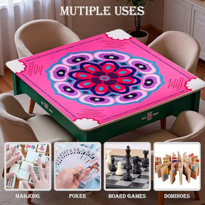 Mahjong Mat, 32" x 32" Anti-Slip Noise Reduction Mahjong Mat for Table, Table Cover for Mahjong, Poker, Board Games, Card Games, Tile Games, Dominoes
