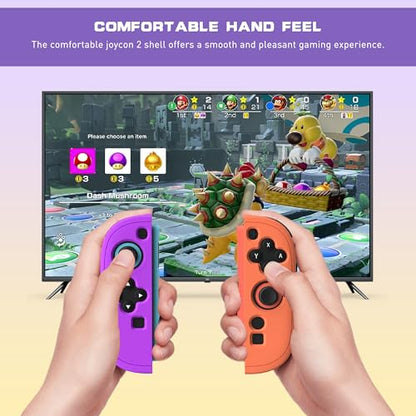FUNDIARY Replacement for Nintendo Switch 2 Controller, Switch Wireless Controllers Compatible with Switch 2, Anti-Slip Soft Silicone Protective Cover with 2 Thumb Caps, Purple+Orange - color: Orange and Purple