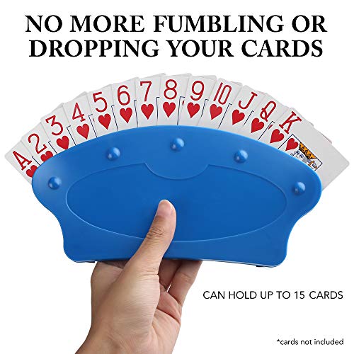 LotFancy Card Holders for Playing Cards, 4-Pack Playing Card Holder for Adults, Seniors, Plastic, Hands Free, for Family Card Game Nights, Canasta, Poker Parties - style: 4-Pack