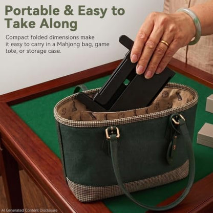 Mahjong Card Holder for Table,Mahjong Reference Card Display Holder,Foldable Desk Edge Scorecards Rack, Under-Mat Slide-in Stand Mahjong Table Accessories for American Mahjong Cards (Green)