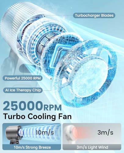 DIGIX Portable Handheld Turbo Fan with Ice Cooling, Rechargeable Personal Fan, Up to 15Hrs Cooling, 100 Speeds 25000RPM Powerful Portable Fan for Travel Outdoor,120° Adjustable, LED Display (Black)