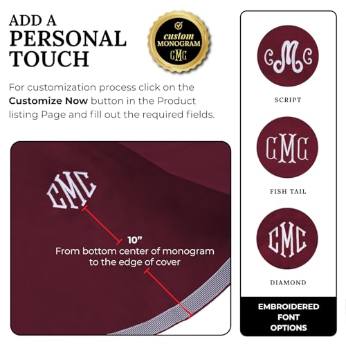 Personalized 54" Round Burgundy Card (Bridge) Table Cover - color: Burgundy Embroidered, size: 54"