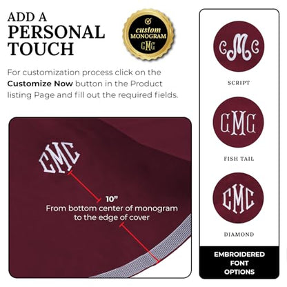 Personalized 54" Round Burgundy Card (Bridge) Table Cover - color: Burgundy Embroidered, size: 54"