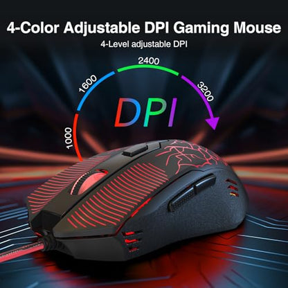 Redragon S107 Gaming Keyboard and Mouse, RGB Gaming Keyboard and 3200 DPI Mouse Combo with Large Mouse Pad, 25-Key Anti-Ghosting, Mechanical Feeling Keyboard, Plug & Play to PC, Laptop - color: Black-NewVison