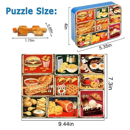 LELEMON Puzzles for Kids Ages 4-6,Food 60 Piece Puzzles for Kids Ages 6-8 in a Metal Box,Children Jigsaw Puzzles Kids Puzzles,Educational Learning Puzzle Toys for Girls and Boys - color: Food