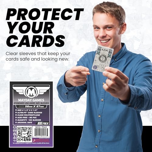 Mayday Games Standard USA Card Sleeves 56x87mm - Purple Label Clear Perfect Fit Card Sleeves and K-Pop Photo Cards, 40 Micron, 100 Per Pack - MDG-7040