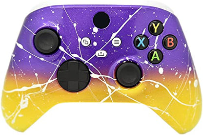Hand Airbrushed Fade Custom Controller Compatible with Xbox Series X/S & Xbox One (Series X/S Purple & Yellow White Drip) - color: Series X/S Purple & Yellow White Drip