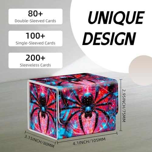 Trading Card Storage Box, Holds 100+ for MTG Cards, Premium PU Leather with Magnetic Closure, Neon Metropolis Giant Spider Durable Deck Box for Magic the Gathering, Trading Card Games - color: Neon Metropolis Giant Spider
